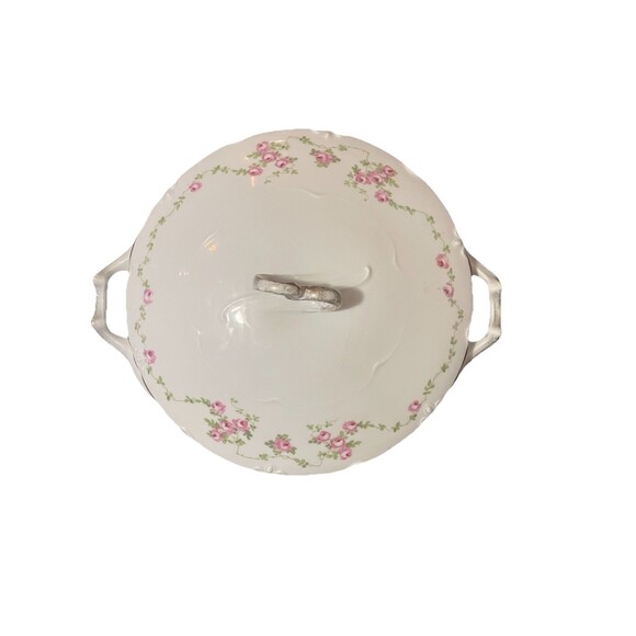 Antique Pirkenhammer Brezova "pink floral" Vegetable Tureen, "4338"- 1920 Design - Picture 7 of 16
